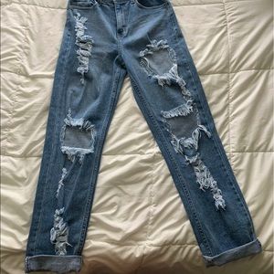 jess distressed mom jeans (denim)
